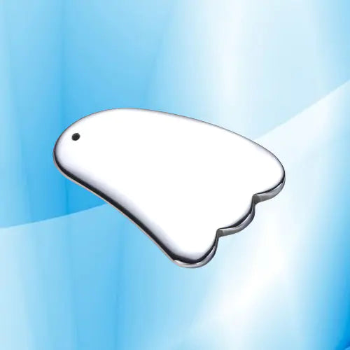 Metallic object shaped like a cloud on a blue gradient background