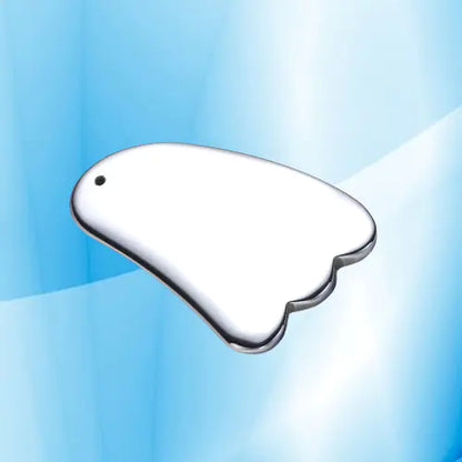 Metallic object shaped like a cloud on a blue gradient background