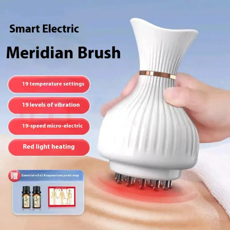 Smart electric meridian brush with massage head on a blue background