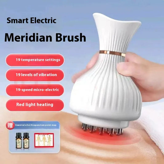 Smart electric meridian brush with massage head on a blue background