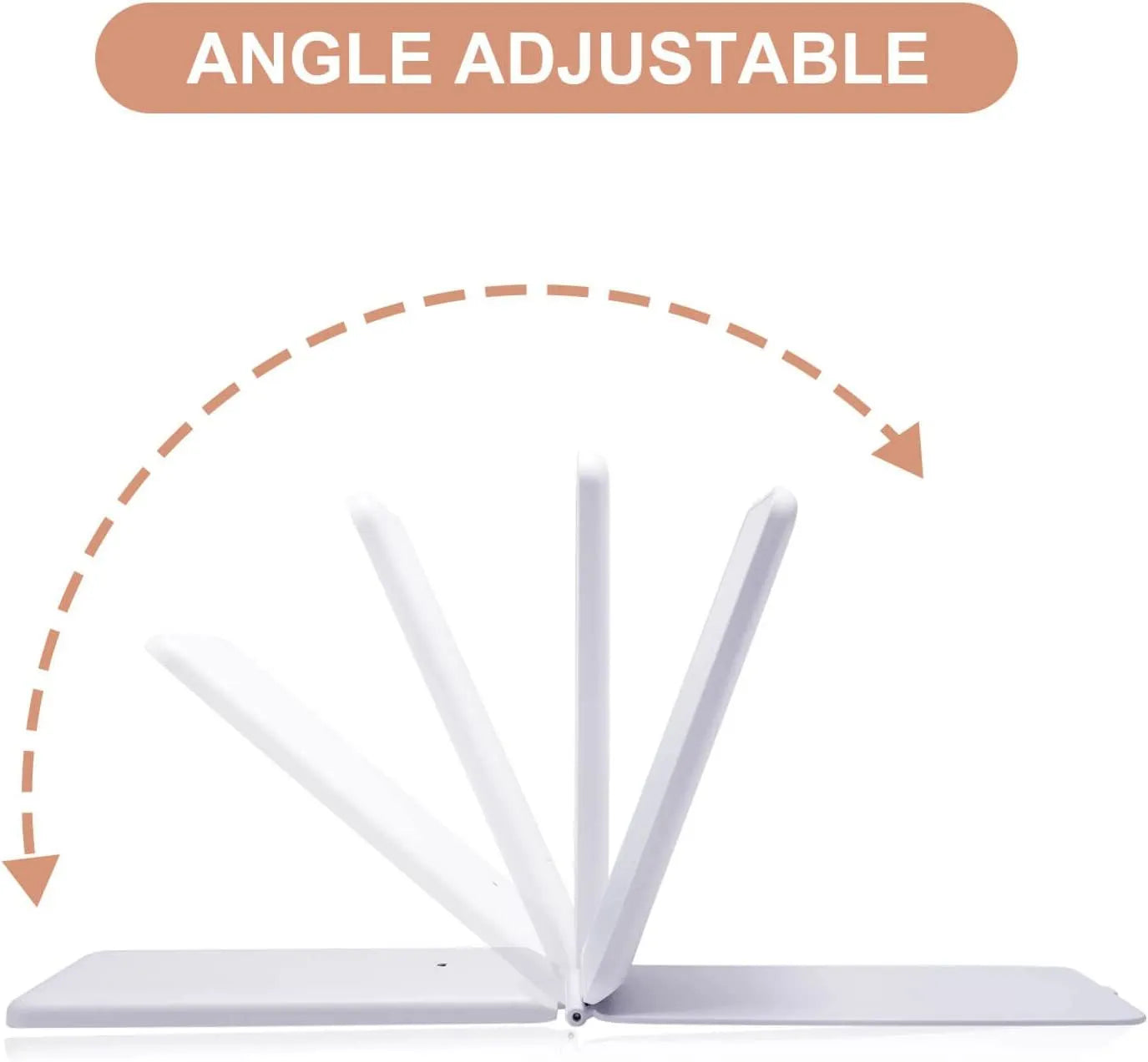 White book stand with adjustable angle feature on a white background