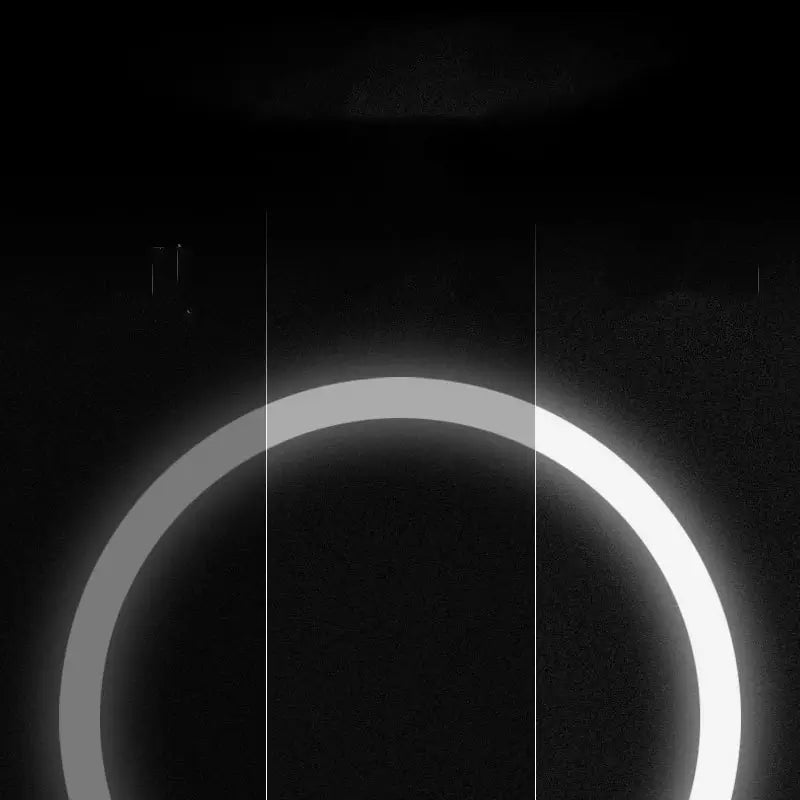Black and white image of the LED light surrounding the mirror