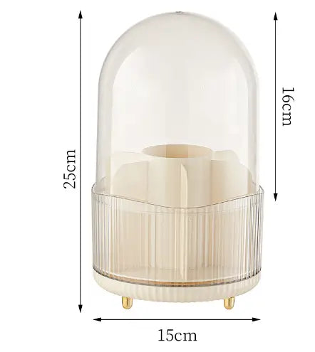 transparent milky white rotating makeup organizer with lid